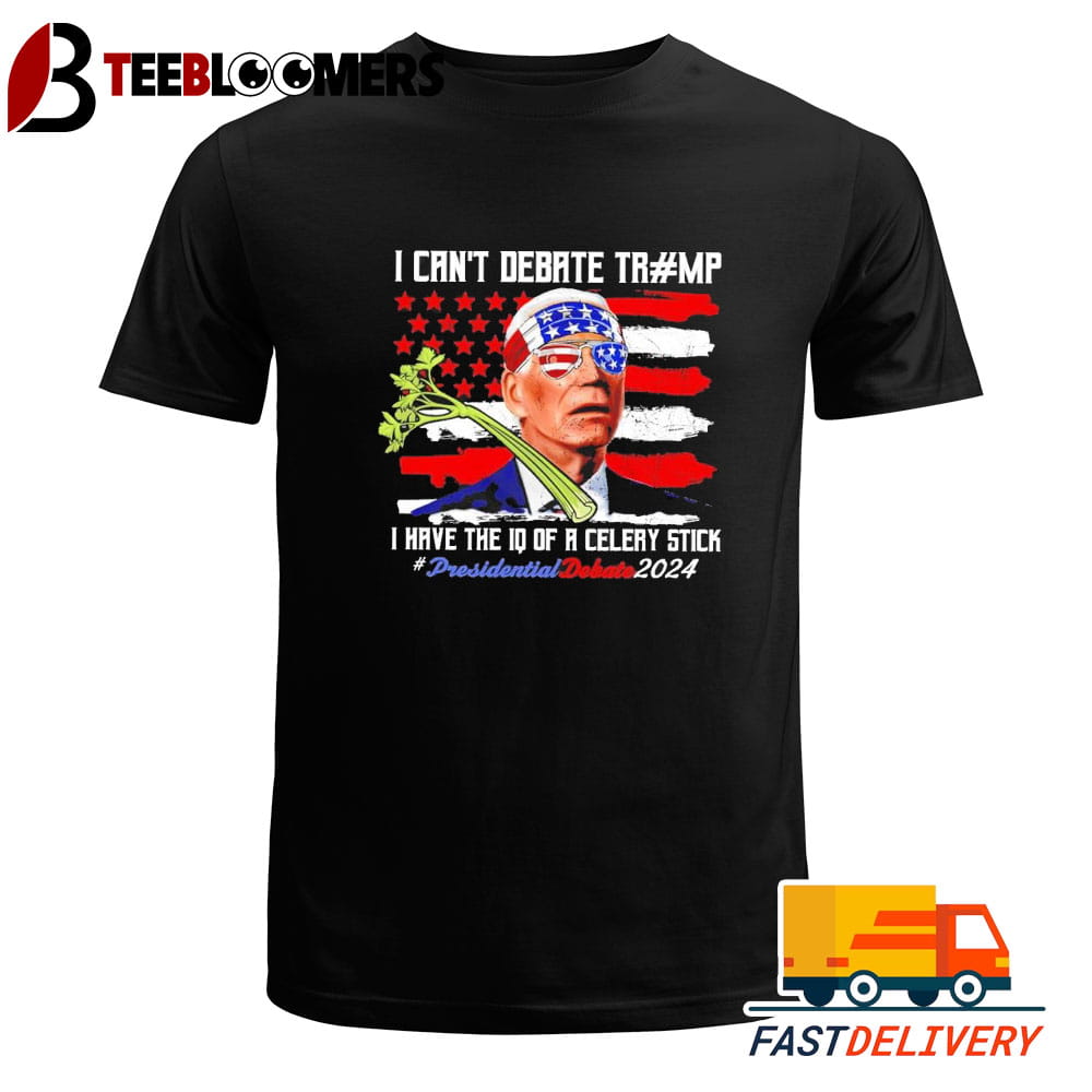 Biden Presidential Debate I Can't Debate Trump I Have The Iq Of A Celery Stick T Shirt Vintage Unisex Tee