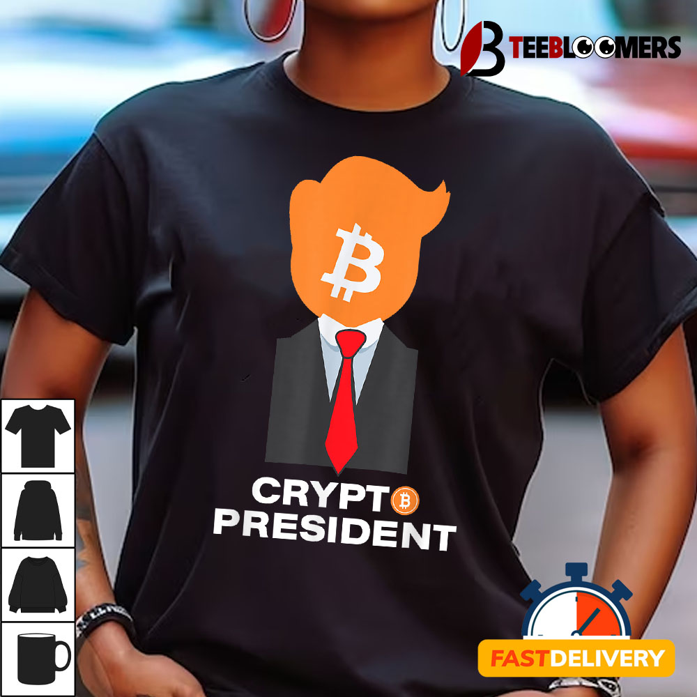 Trump Crypto President Funny Maga Bitcoin American Flag T shirt1