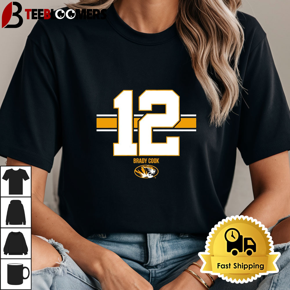 Brady Cook 12 Stripe Missouri Tigers Football Unisex Vintage T Shirt 1