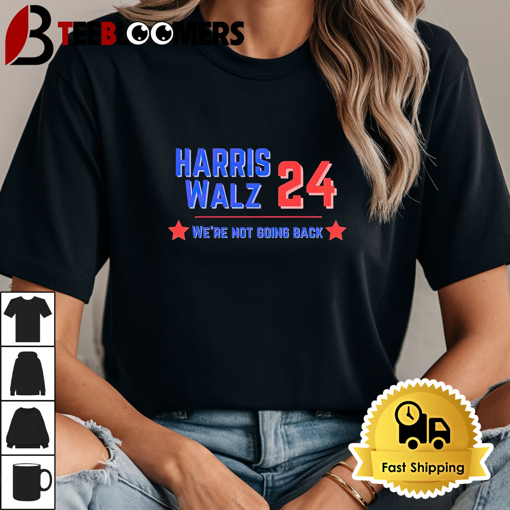 Kamala Harris And Tim Walz '24 We're Not Going Back Maga Hat Unisex Vintage T Shirt 1