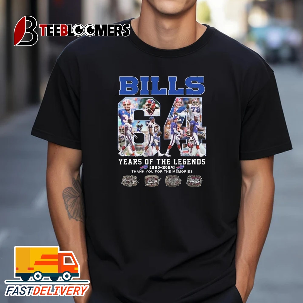 NEW Buffalo Bills 64 Years 1960 2024 The Memories Of Legends Signatures Vintage T Shirt Treding