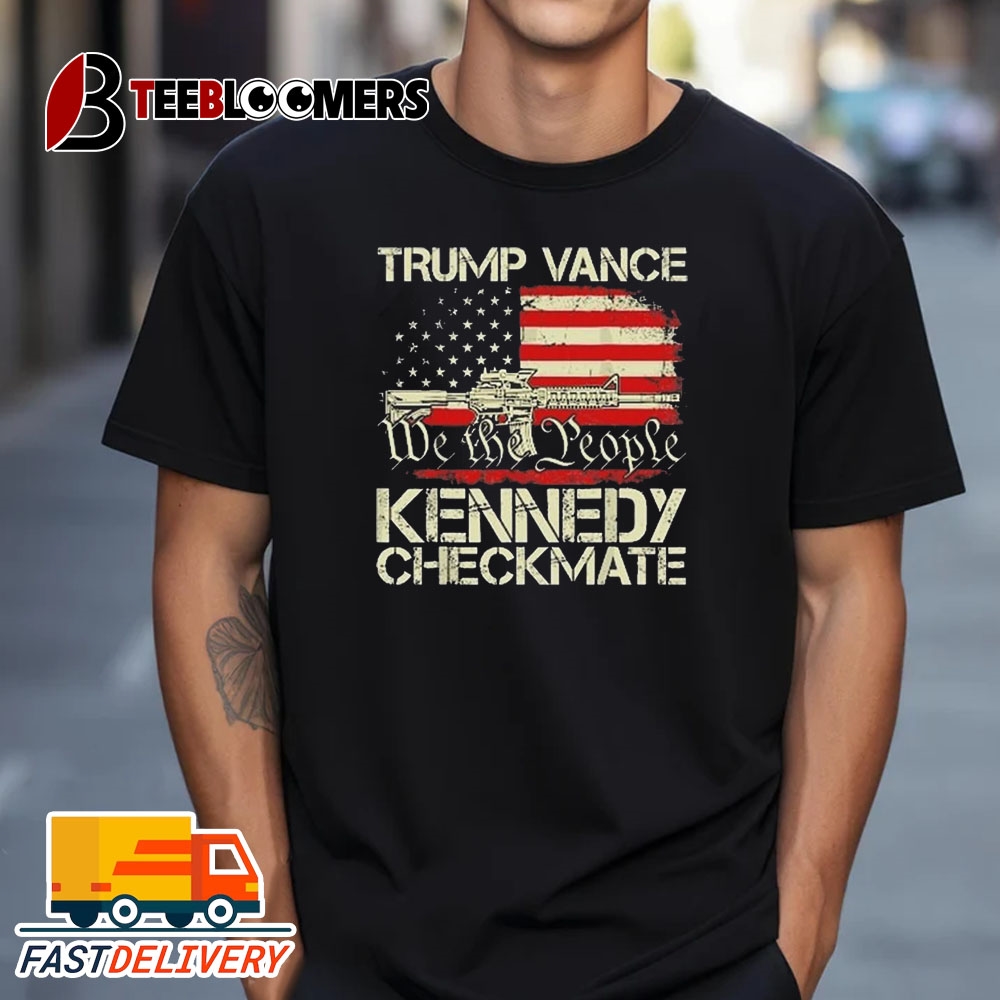 NEW Trump Vance Kennedy Checkmate We The People USA Flag Vintage T Shirt Treding