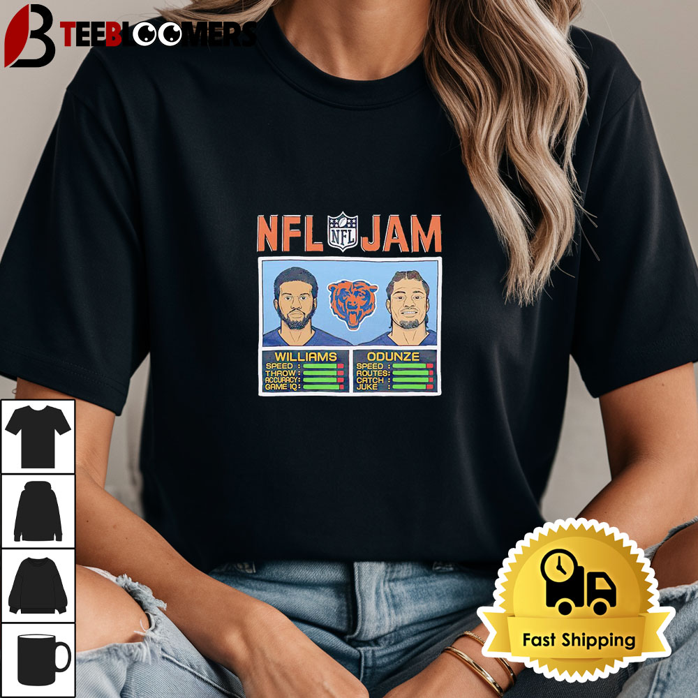 Nfl Jam Chicago Bears Williams And Odunze Unisex Vintage T Shirt 1