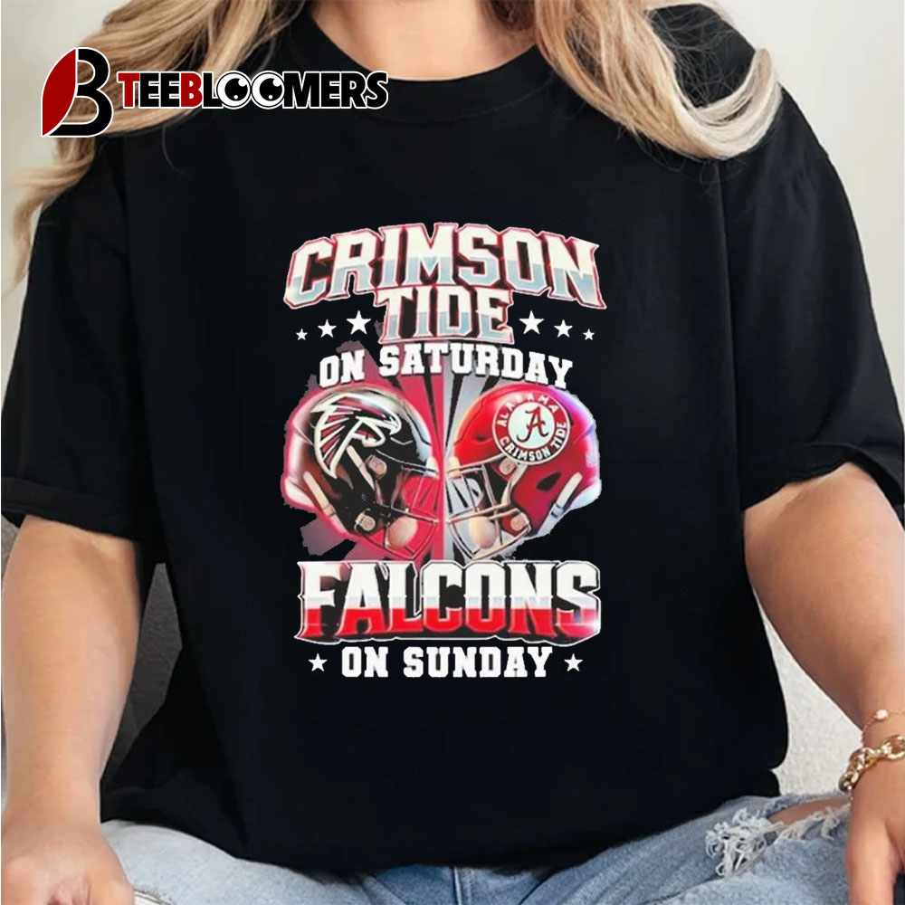 Alabama Crimson Tide On Saturday X Atlanta Falcons On Sunday Helmet Unisex Vintage T Shirt