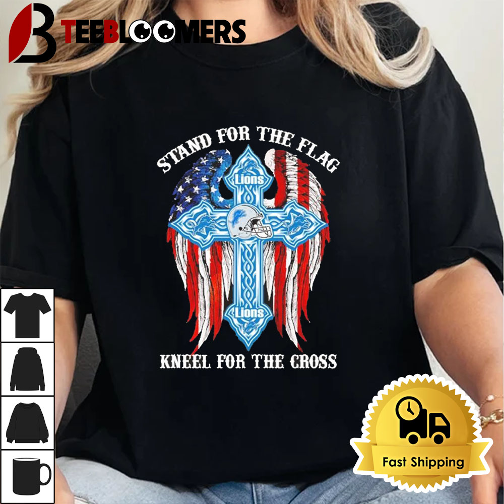 Detroit Lions Stand For The Flag Kneel For The Cross 2024 Unisex Vintage T shirt