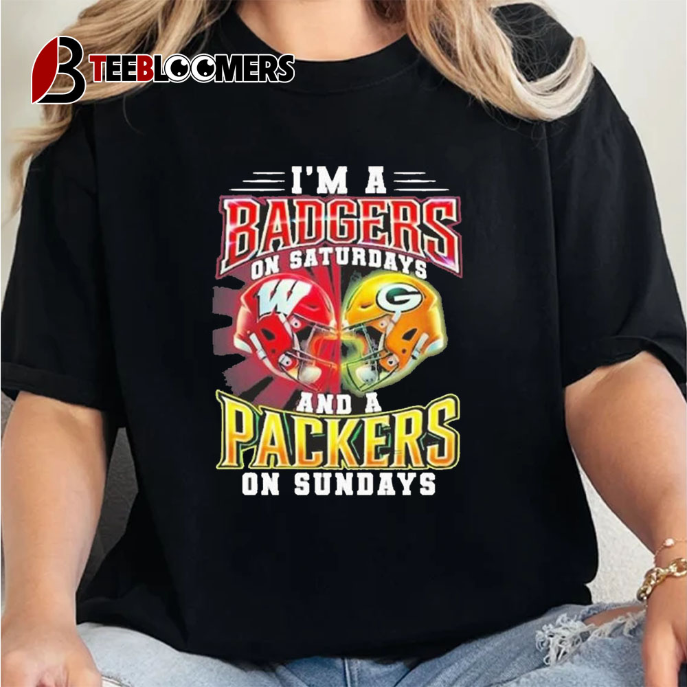 I'm A Wisconsin Badgers On Saturdays And A Green Bay Packers On Sundays Unisex Vintage T Shirt