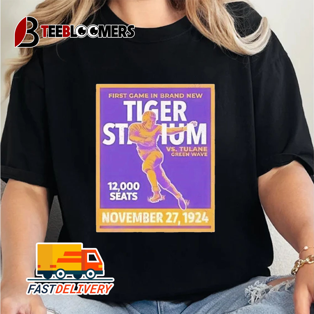 Lsu Tigers First Game In Brand New Tiger Stadium Vs Tulane Green Wave 1924 Unisex Vintage T Shirt