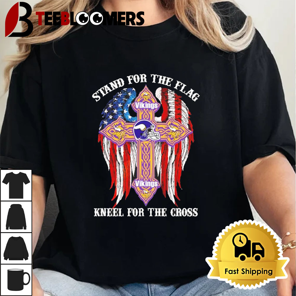 Minnesota Vikings Stand For The Flag Kneel For The Cross 2024 Unisex Vintage T shirt