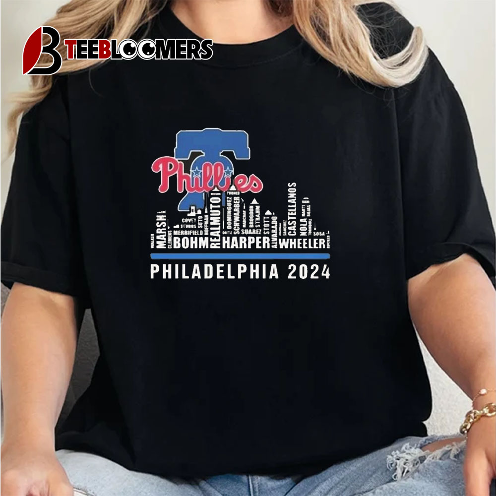 Philadelphia Skyline 2024 Philadelphia Phillies Players Name Unisex Vintage T Shirt