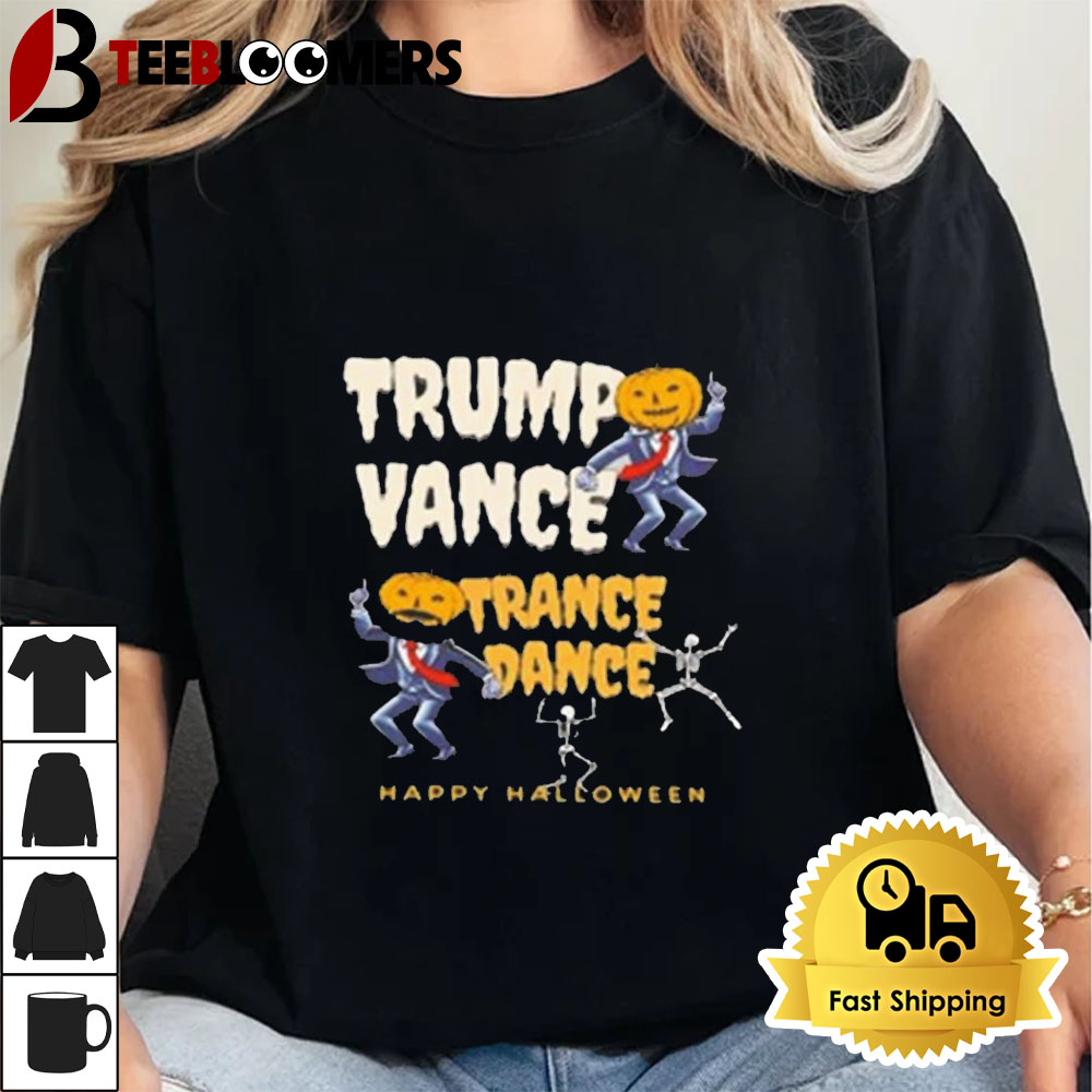 Skeleton Trump Vance Trance Dance Happy Halloween Unisex Vintage T Shirt