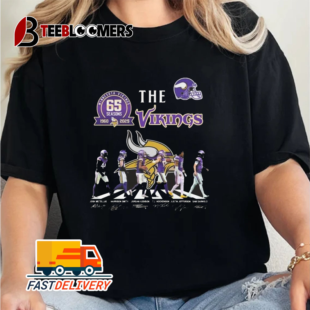 The Minnesota Vikings 65 Seasons 1960 2025 Abbey Road Signatures Unisex Vintage T Shirt