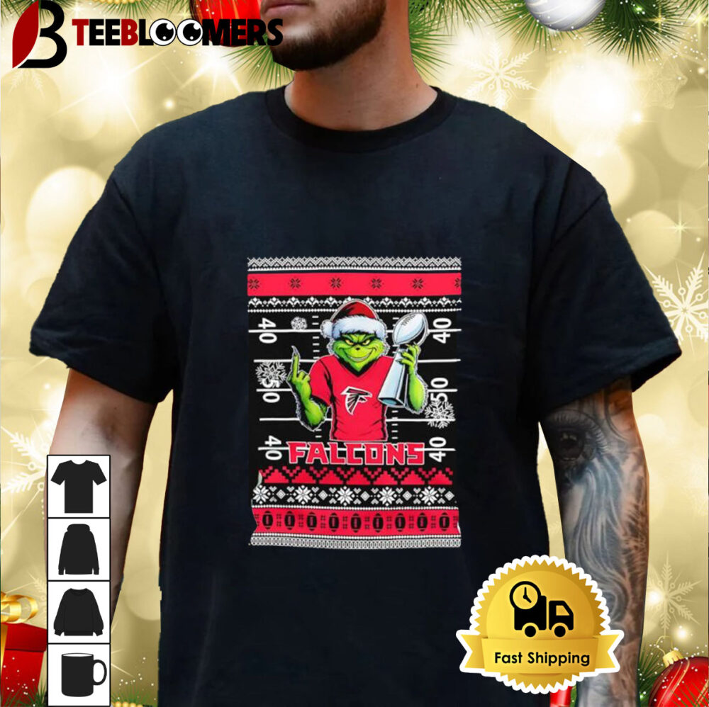 Atlanta Falcons X Grinch Christmas With Super Bowl Trophy Ugly Christmas Shirt 3