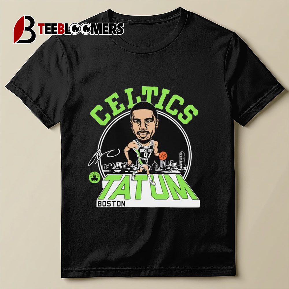 Boston Celtics Jayson Tatum 2024 City Edition Caricature Signature T Shirt