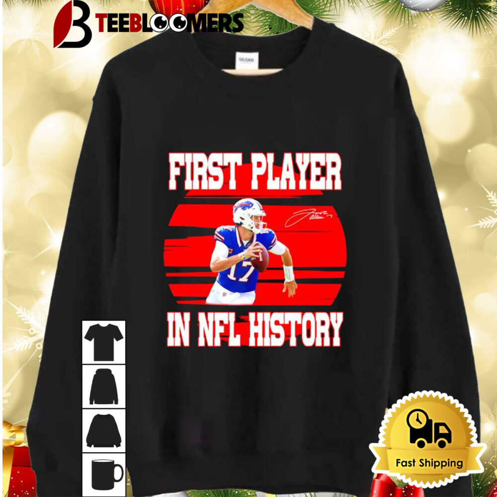 Buffalo Bills Football Josh Allen First Player In Nfl History Signature Shirt 2