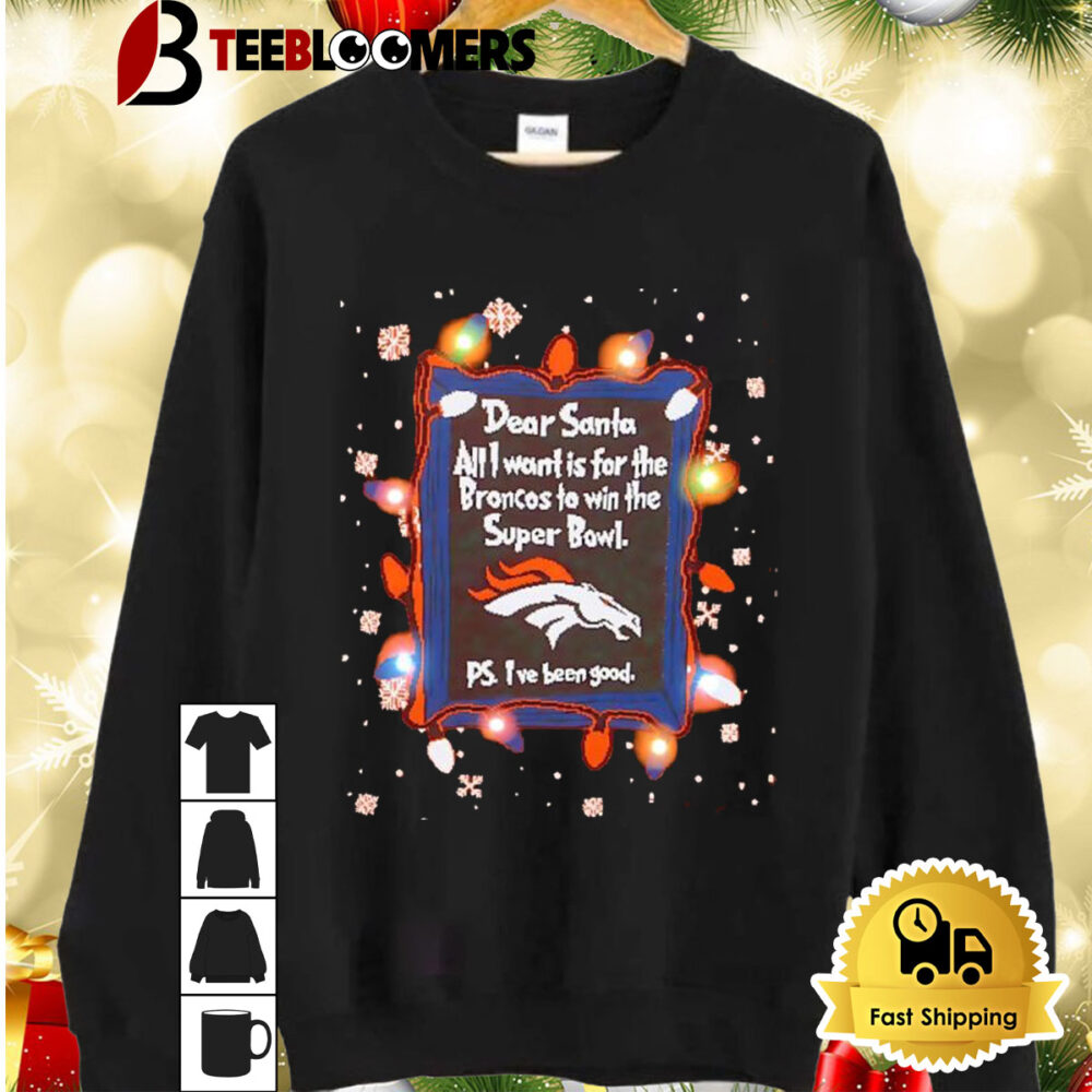 Dear Santa Denver Broncos Christmas Lights Shirt 2