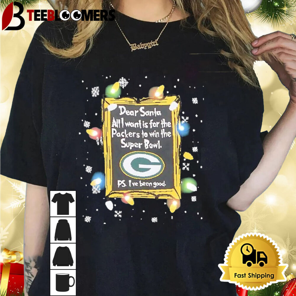 Dear Santa Green Bay Packers Christmas Lights Shirt 1