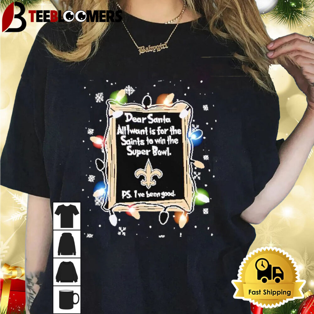 Dear Santa New Orleans Saints Christmas Lights Shirt 1