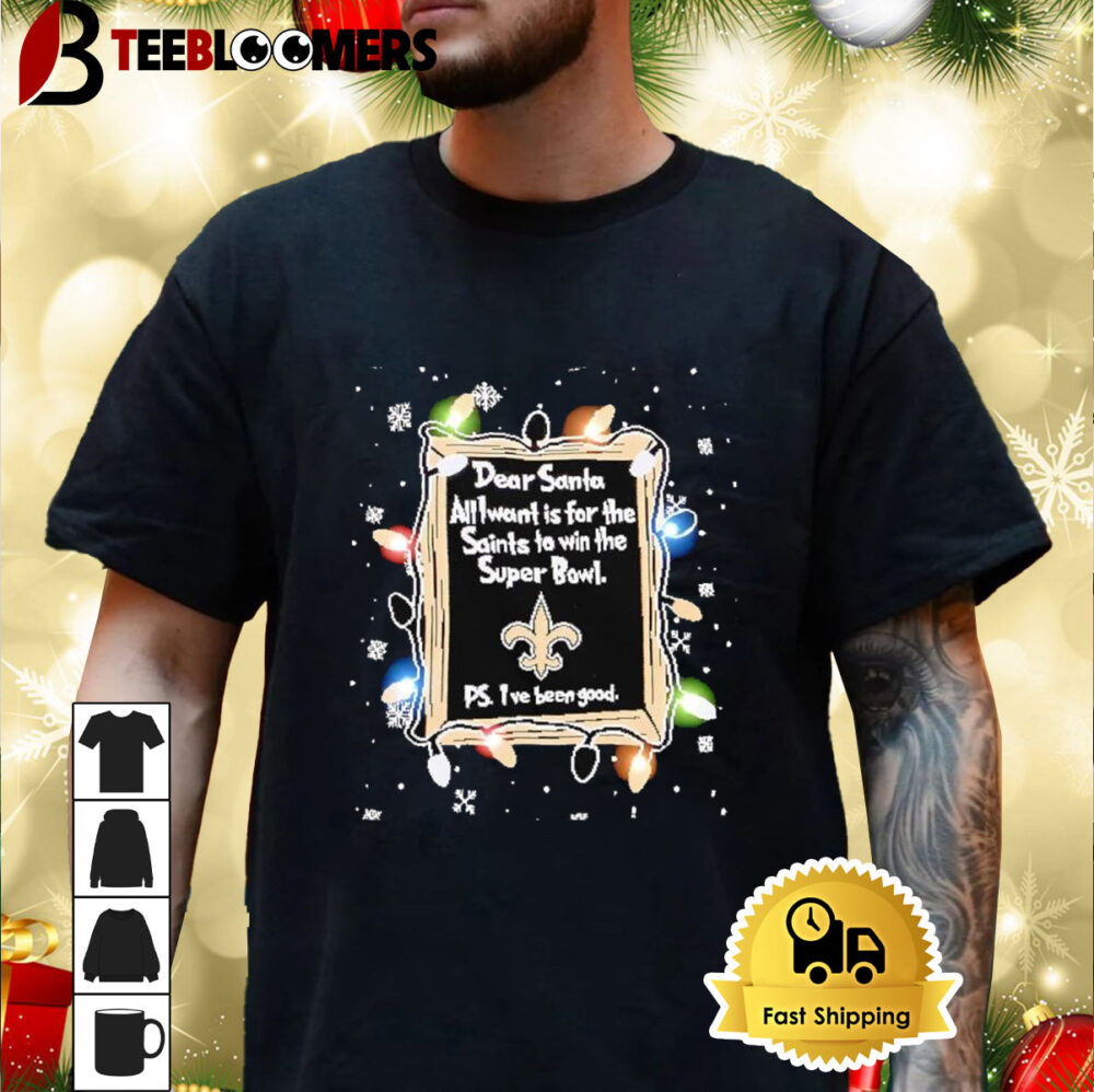 Dear Santa New Orleans Saints Christmas Lights Shirt 3