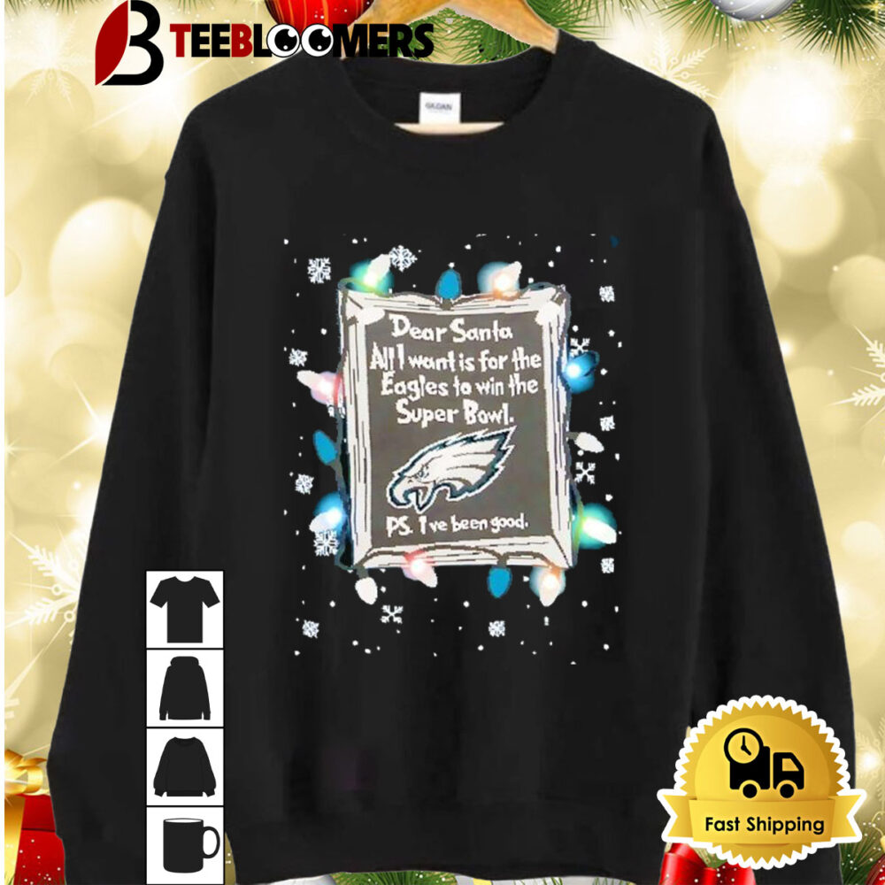 Dear Santa Philadelphia Eagles Christmas Lights Shirt 2