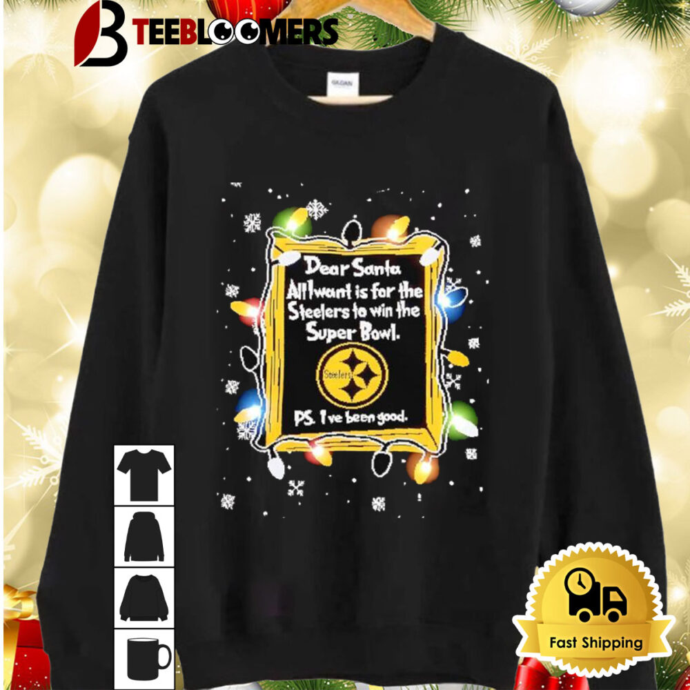 Dear Santa Pittsburgh Steelers Christmas Lights Shirt 2