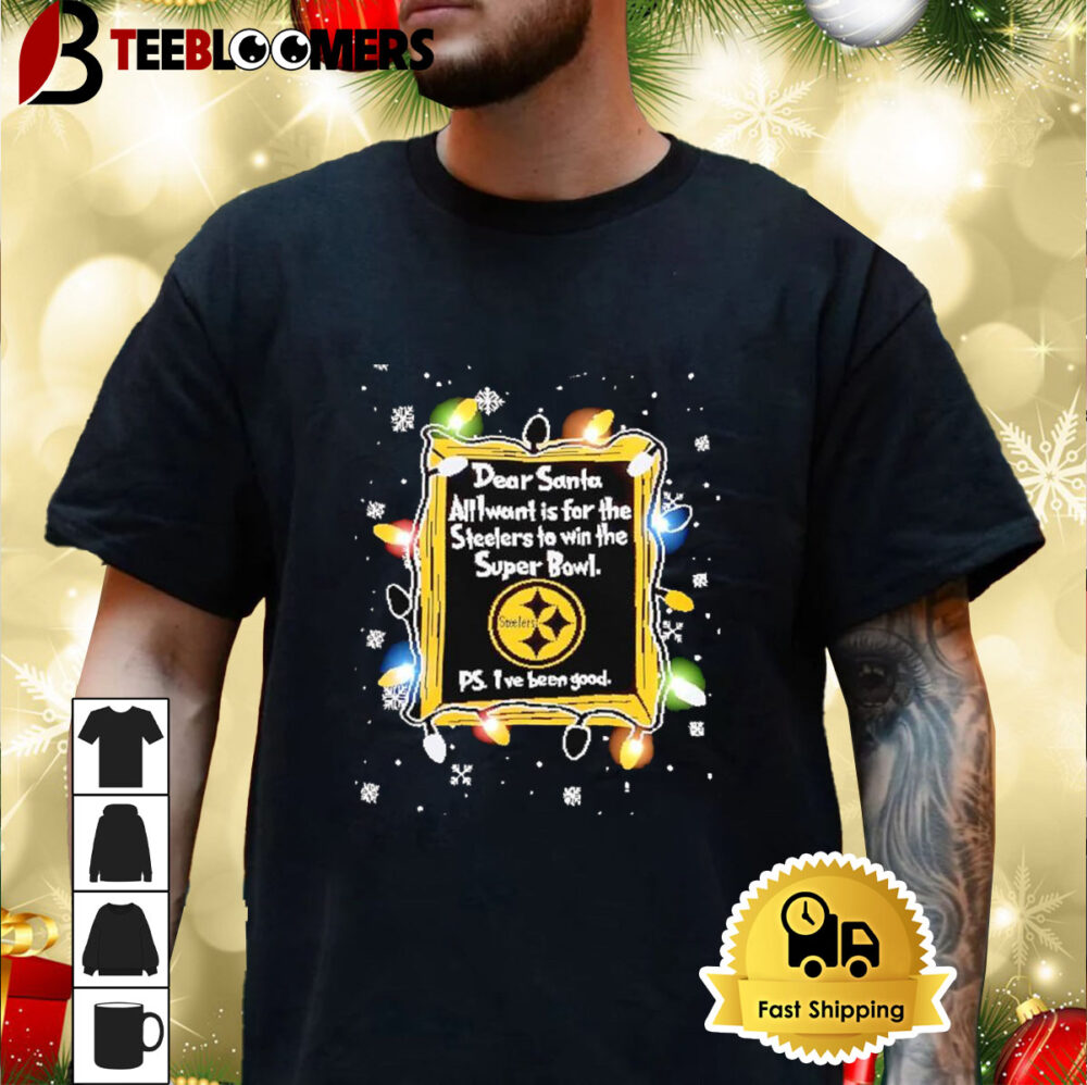 Dear Santa Pittsburgh Steelers Christmas Lights Shirt 3