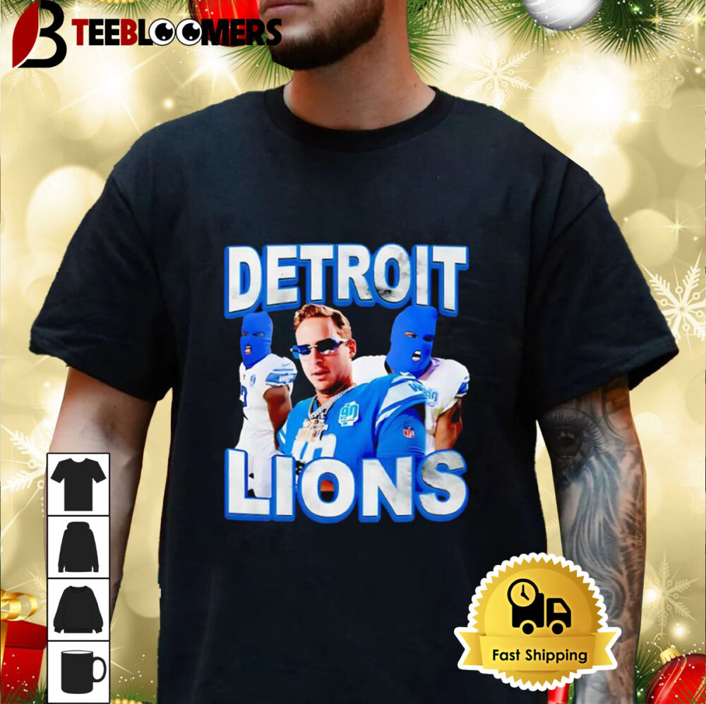 Detroit Lions Jared Goff Blue Ski Mask Shirt 3