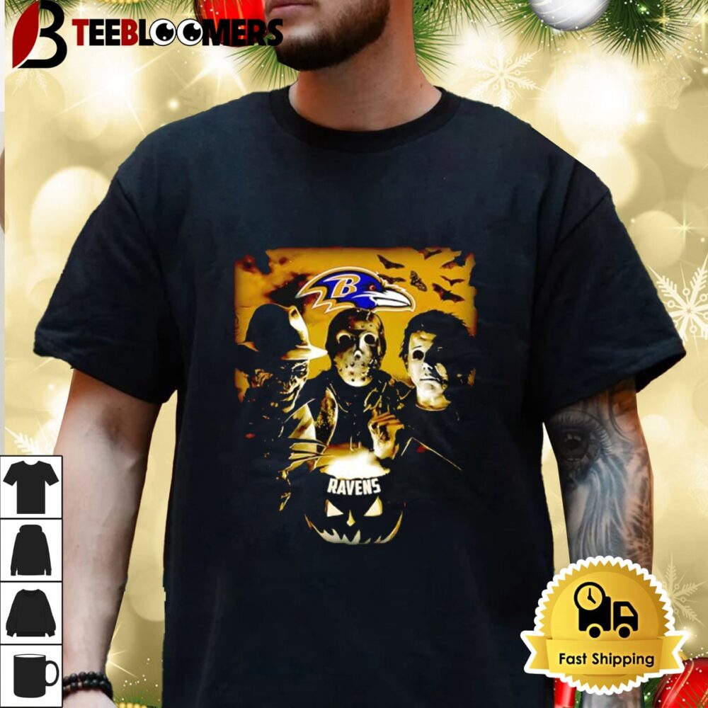 Freddy Krueger Michael Myers Jason Voorhees Baltimore Ravens Spooky Night Shirt 3