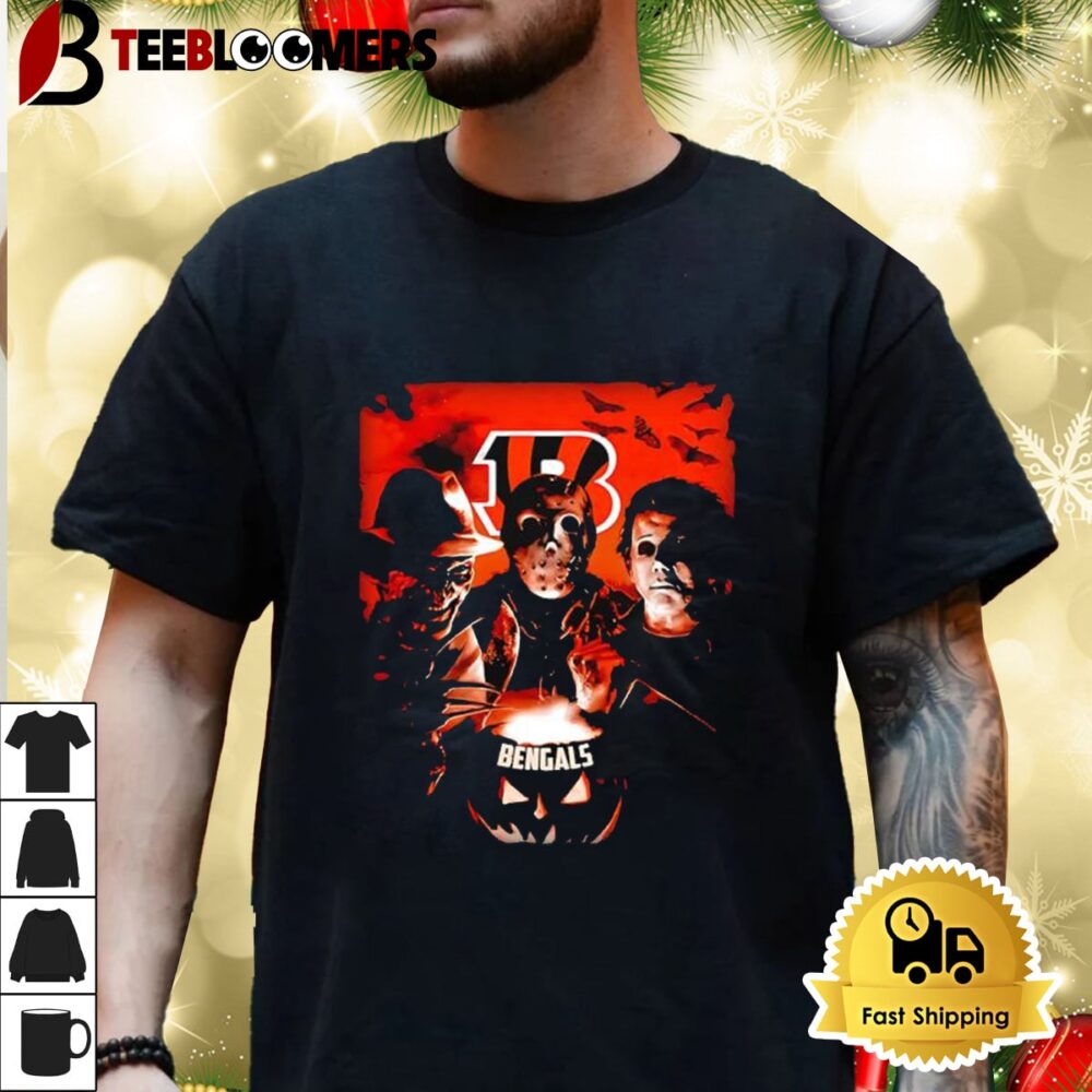 Freddy Krueger Michael Myers Jason Voorhees Cincinnati Bengals Spooky Night Shirt 3