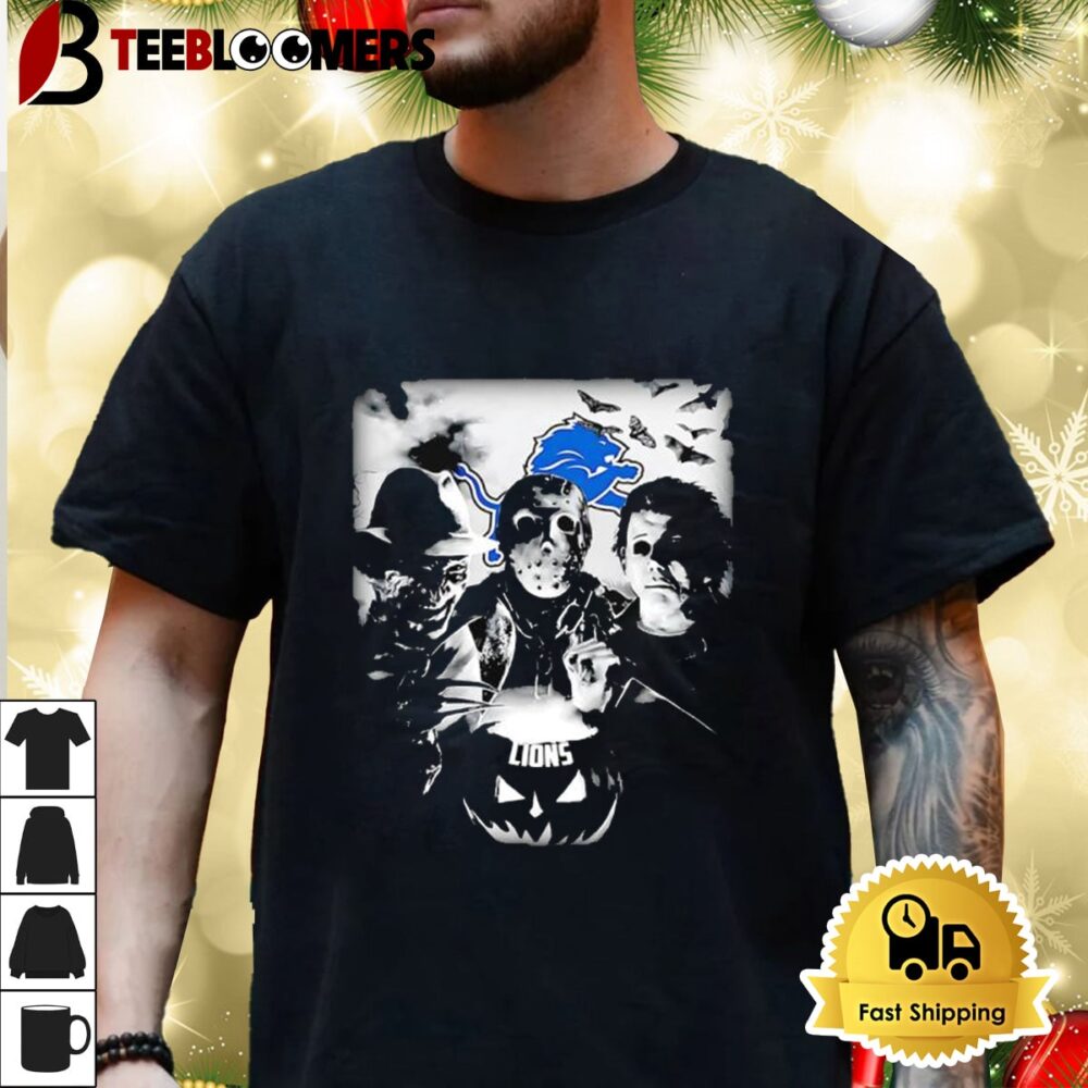 Freddy Krueger Michael Myers Jason Voorhees Detroit Lions Spooky Night Shirt 3