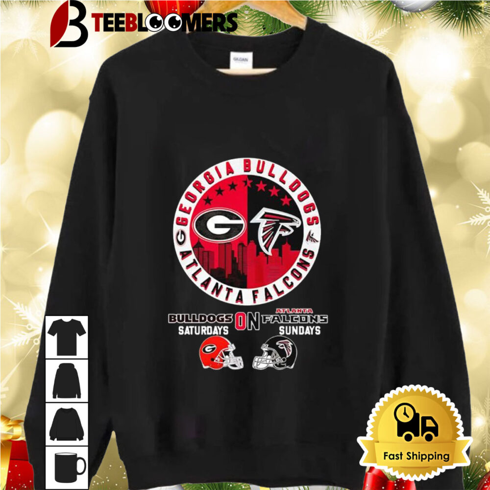 Georgia Bulldogs On Saturdays And Atlanta Falcons On Sundays Skyline Logo Shirt 2