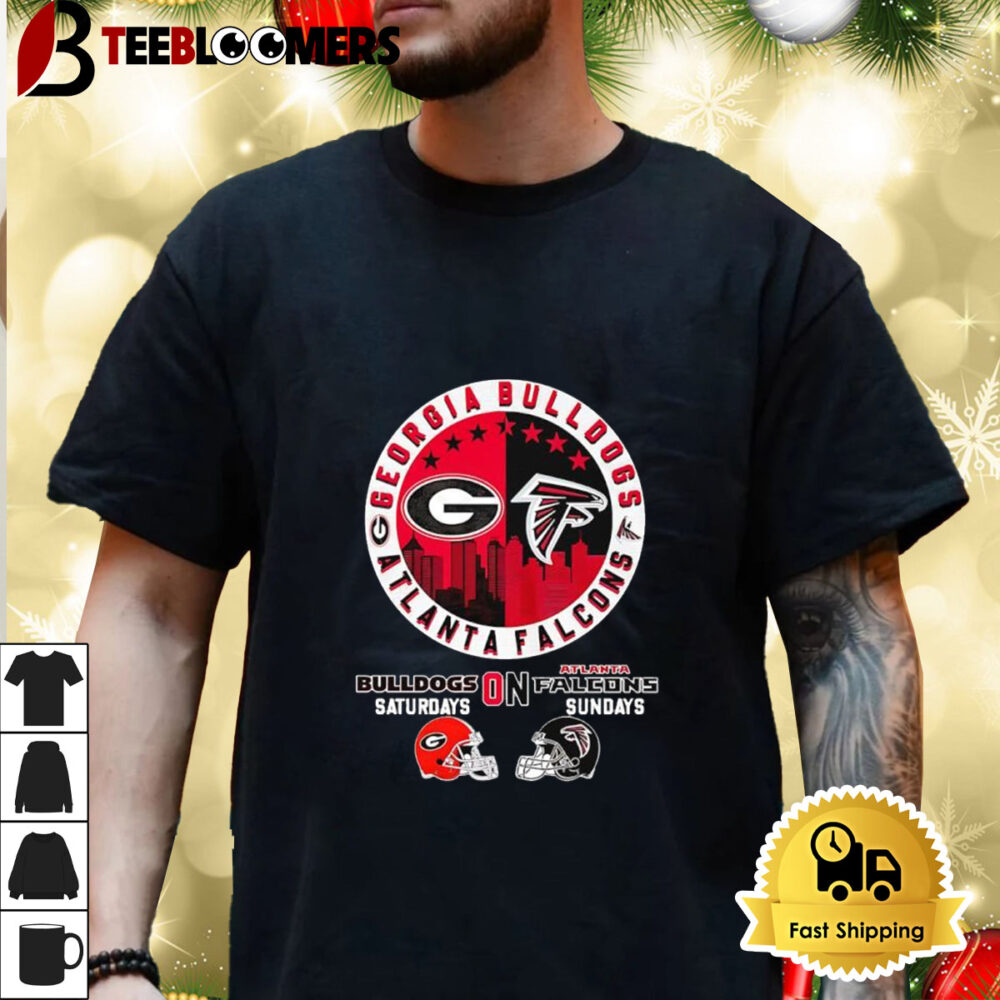 Georgia Bulldogs On Saturdays And Atlanta Falcons On Sundays Skyline Logo Shirt 3