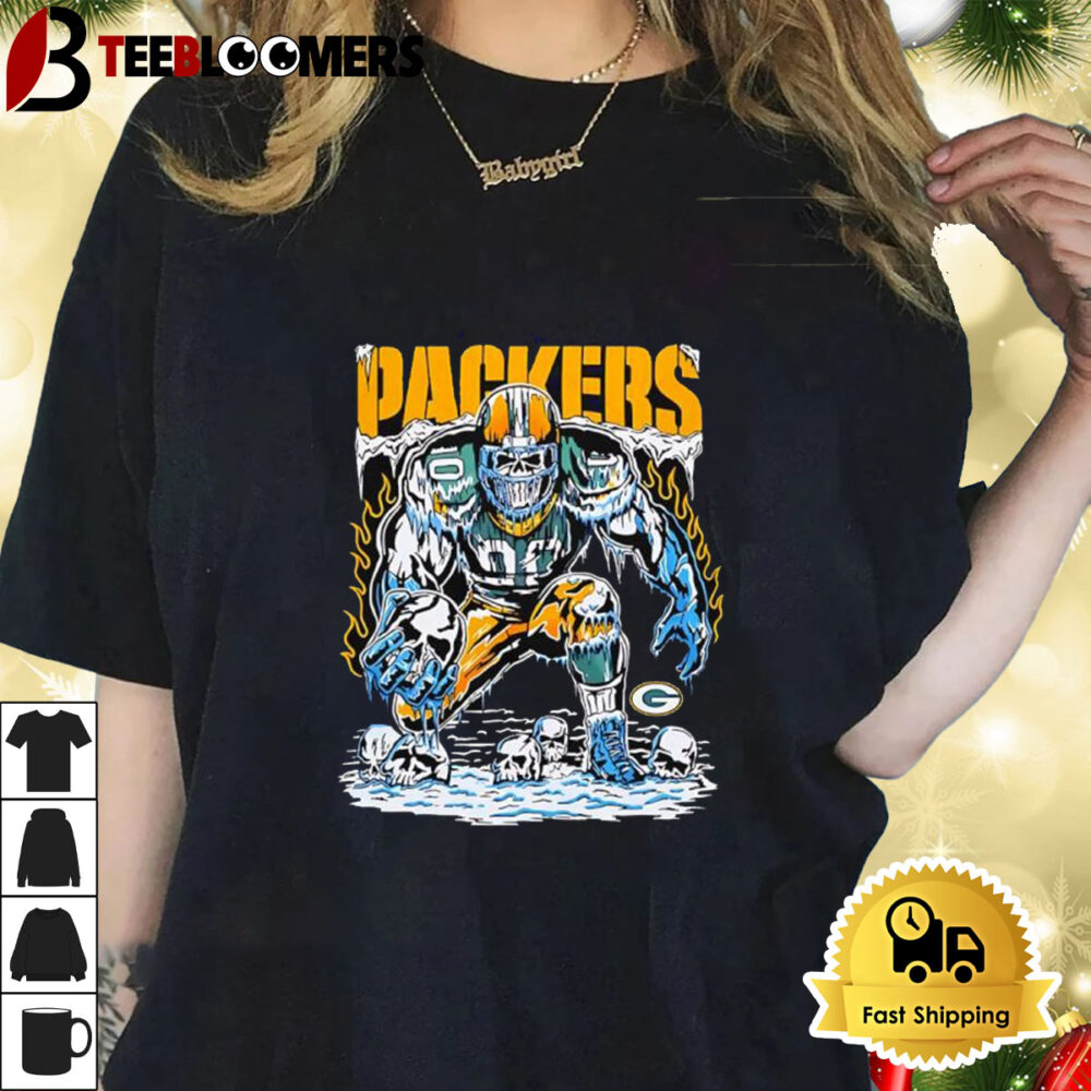 Green Bay Packers Football Snow Player Skeleton Shirt 1