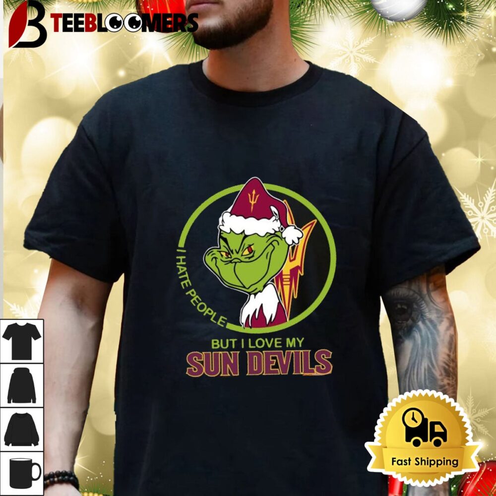 Grinch I Hate People But I Love My Arizona State Sun Devils Shirt 3