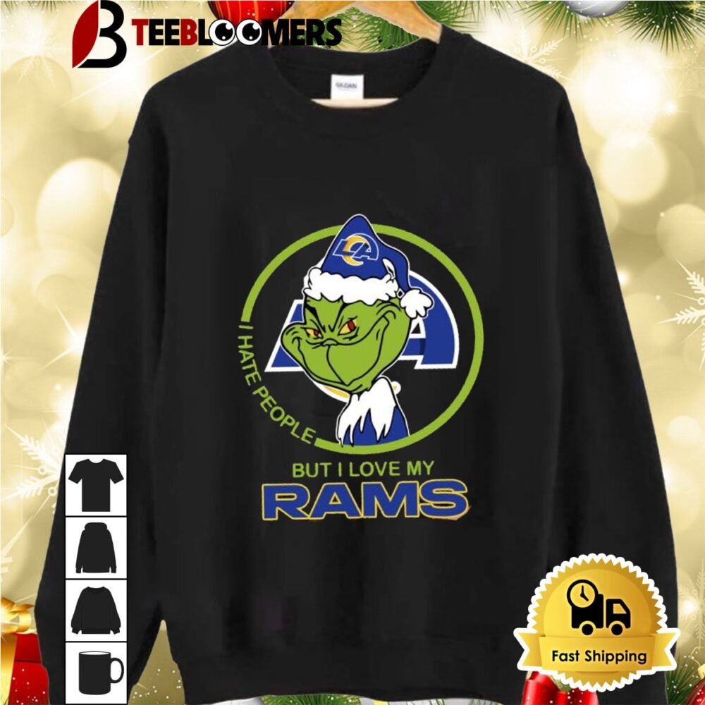 Grinch I Hate People But I Love My Los Angeles Rams Shirt 2