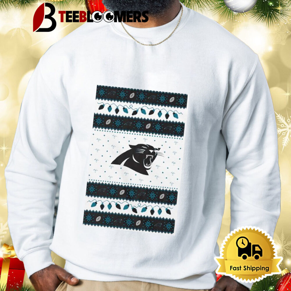 Holiday Lights Carolina Panthers Ugly Christmas Shirt 2