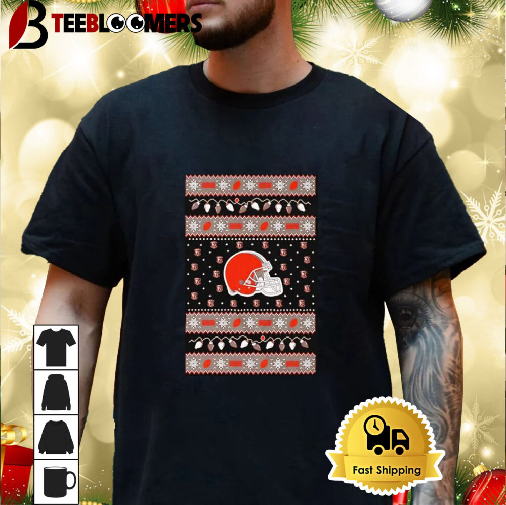 Holiday Lights Cleveland Browns Ugly Christmas Shirt 3