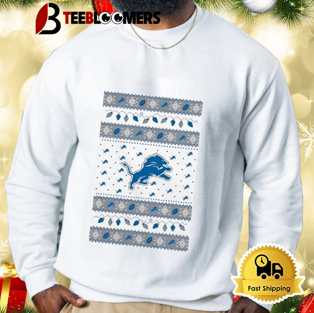 Holiday Lights Detroit Lions Ugly Christmas Shirt 2