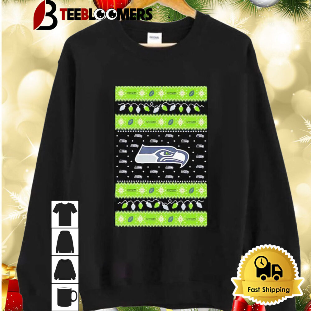 Holiday Lights Seattle Seahawks Ugly Christmas Shirt 2