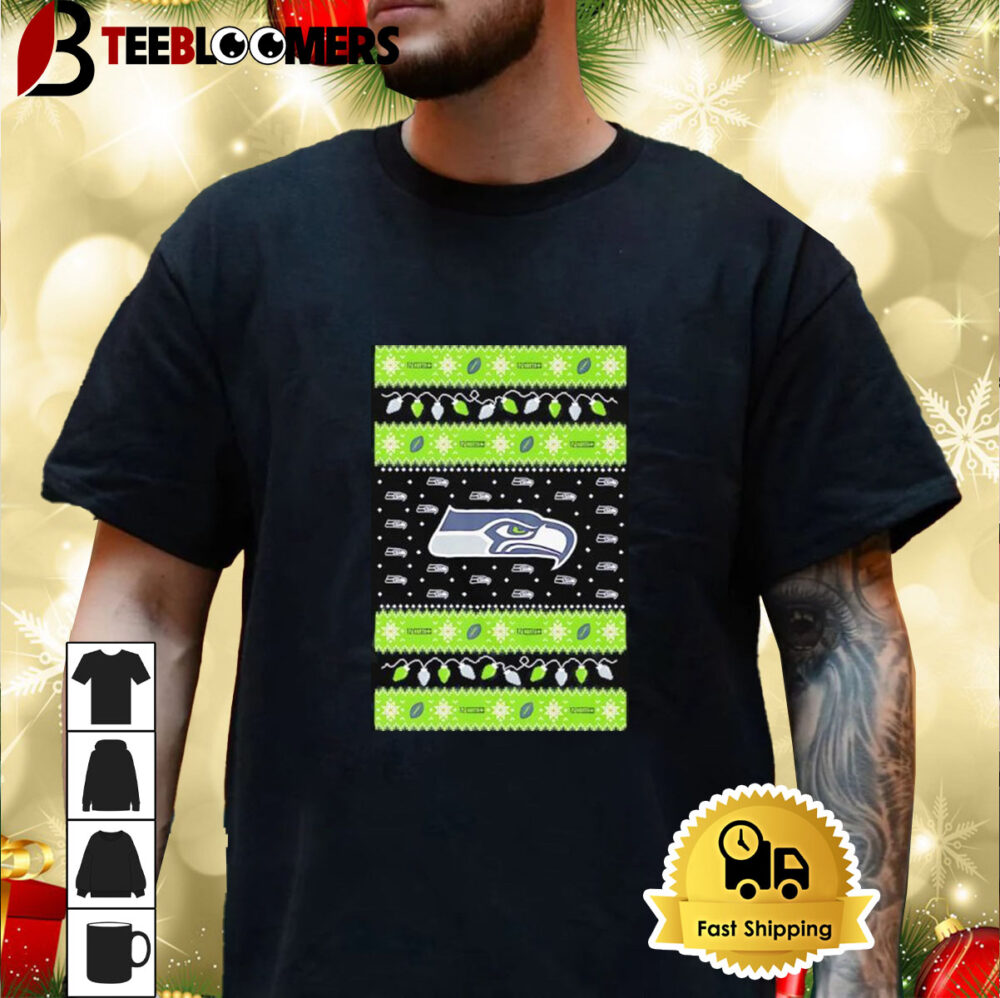 Holiday Lights Seattle Seahawks Ugly Christmas Shirt 3