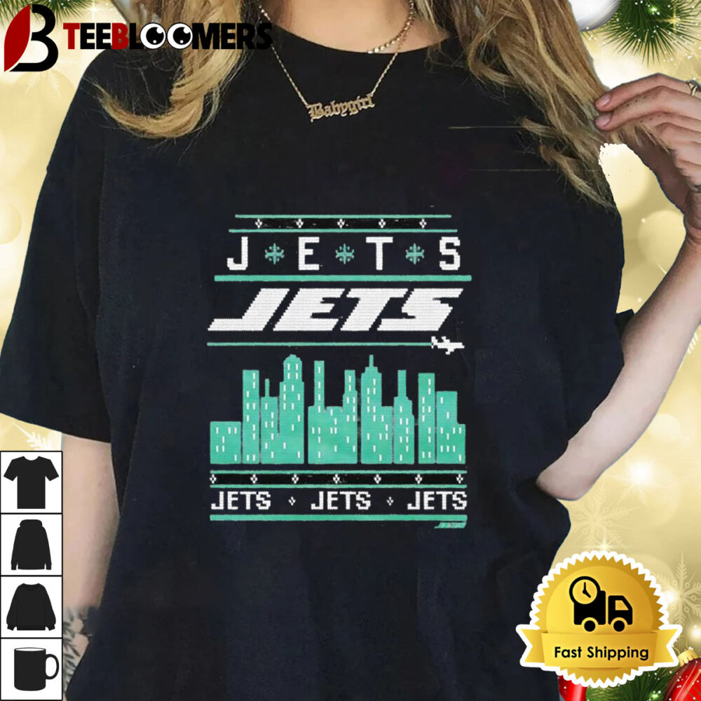 Holiday Season New York Jets Skyline 2024 Ugly Shirt 1