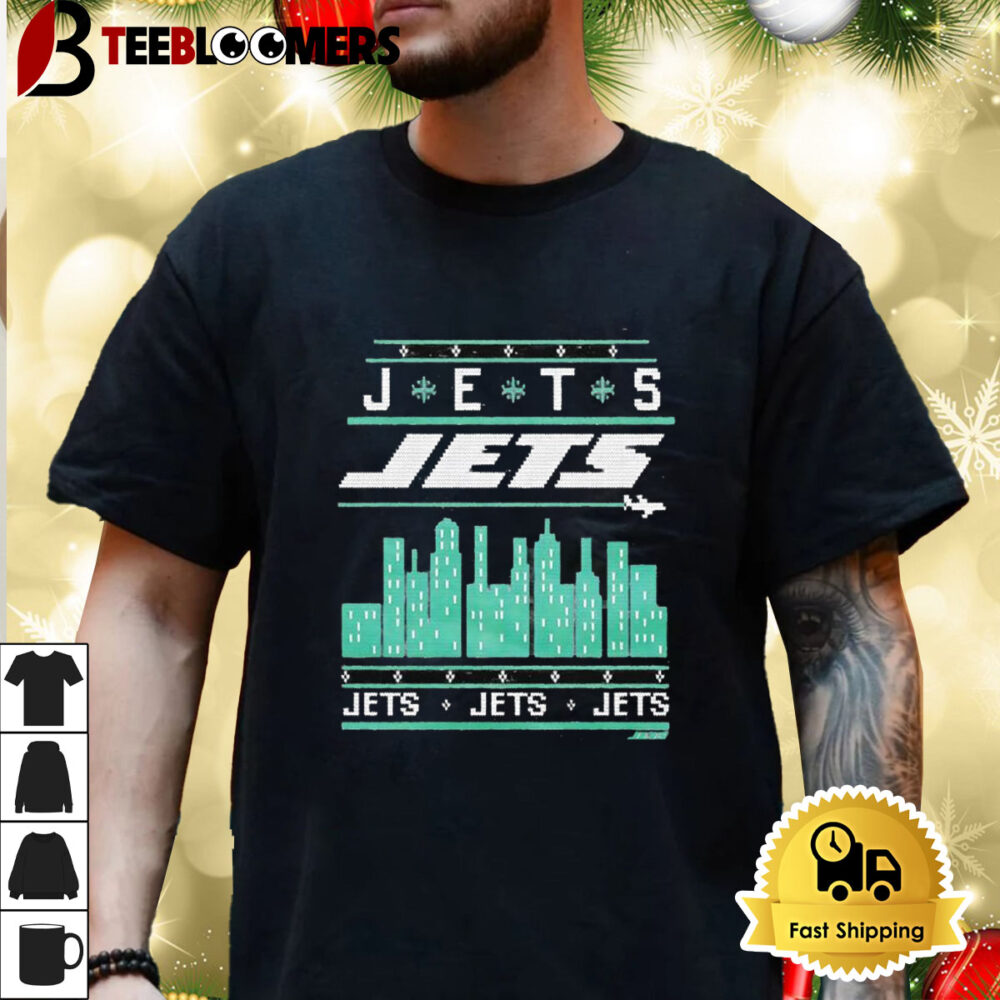 Holiday Season New York Jets Skyline 2024 Ugly Shirt 3