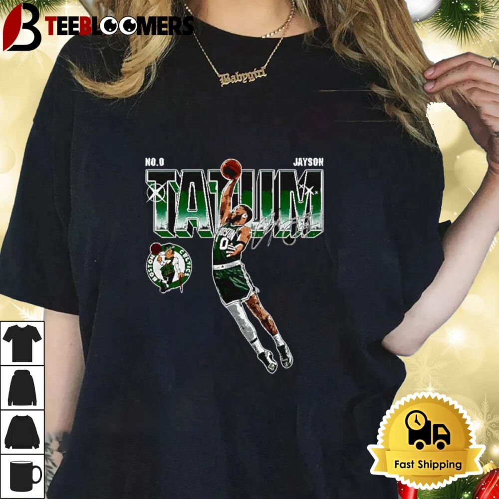 Jayson Tatum No 0 Boston Celtics Futuristic Signature Shirt 1