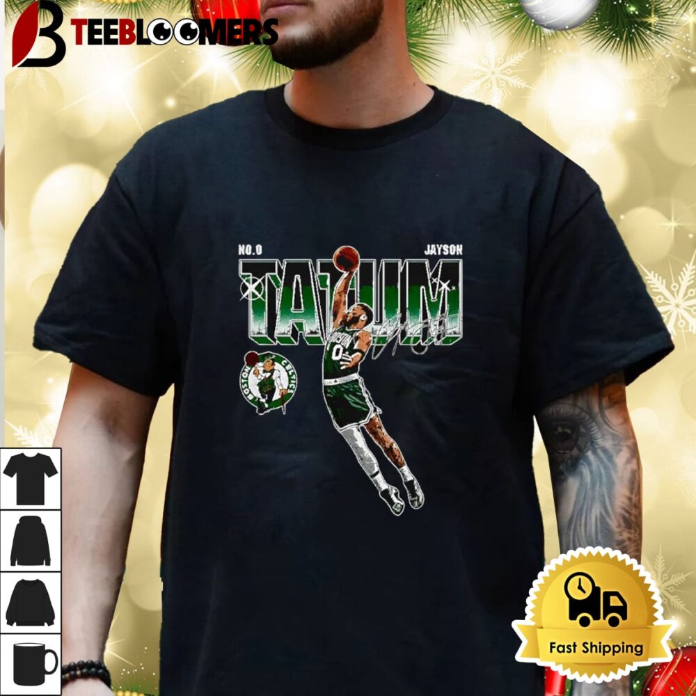 Jayson Tatum No 0 Boston Celtics Futuristic Signature Shirt 3