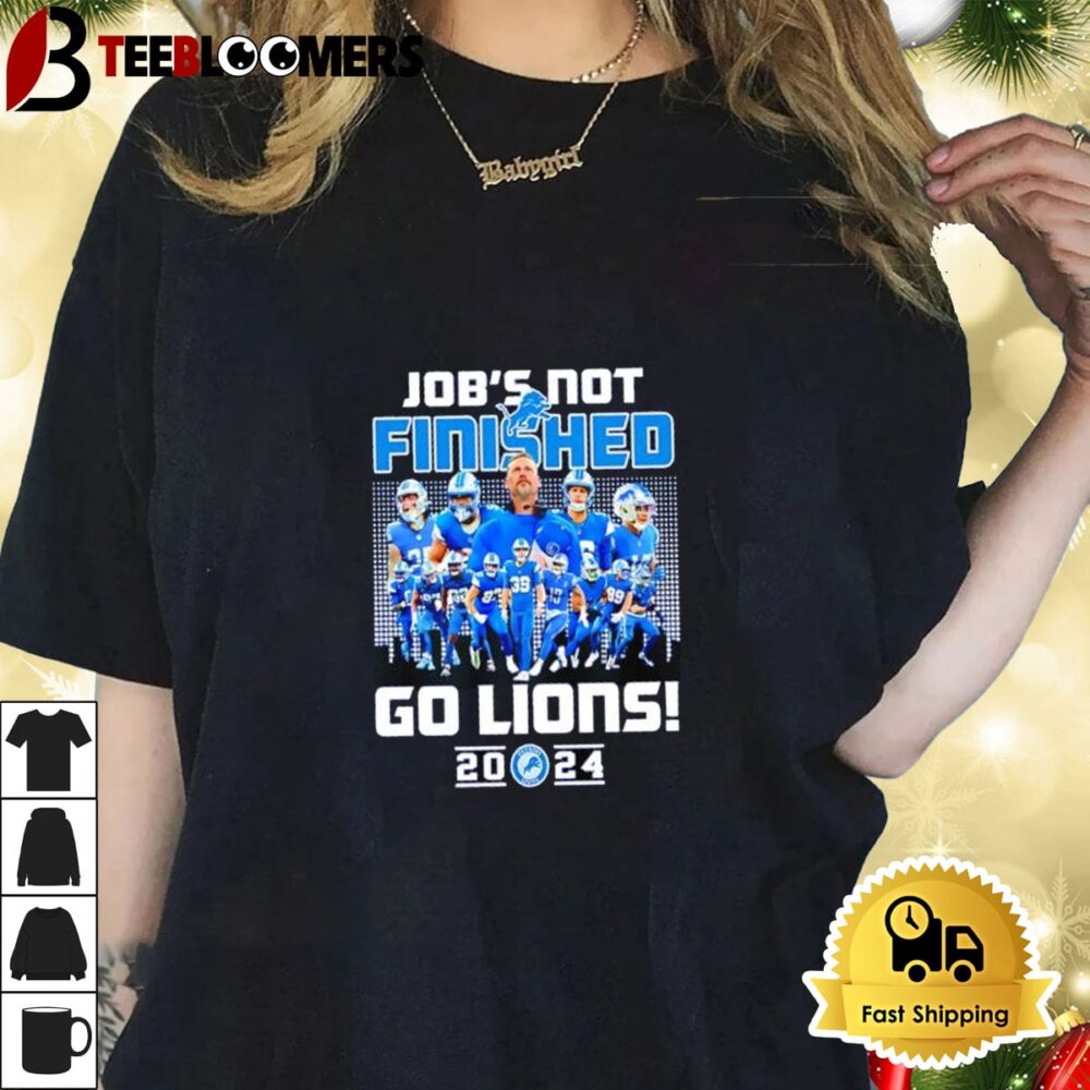 Job's Not Finished Go Detroit Lions 2024 Skyline Shirt 1