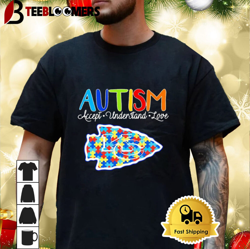 Kansas City Chiefs Autism Accept Understand Love Football 2024 Logo Shirt 3