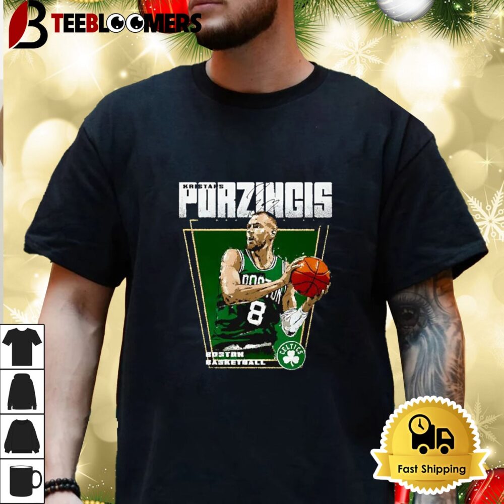 Kristaps Porzingis No 8 Boston Celtics Basketball Signature Shirt 3