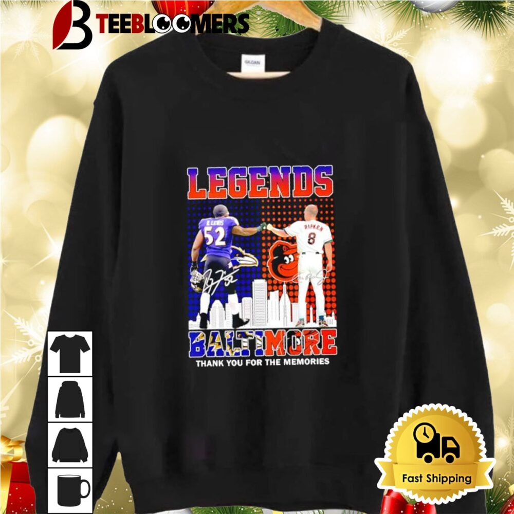 Legends Baltimore Orioles R Lewis X Ravens Ripken Thank You For The Memories Shirt 2