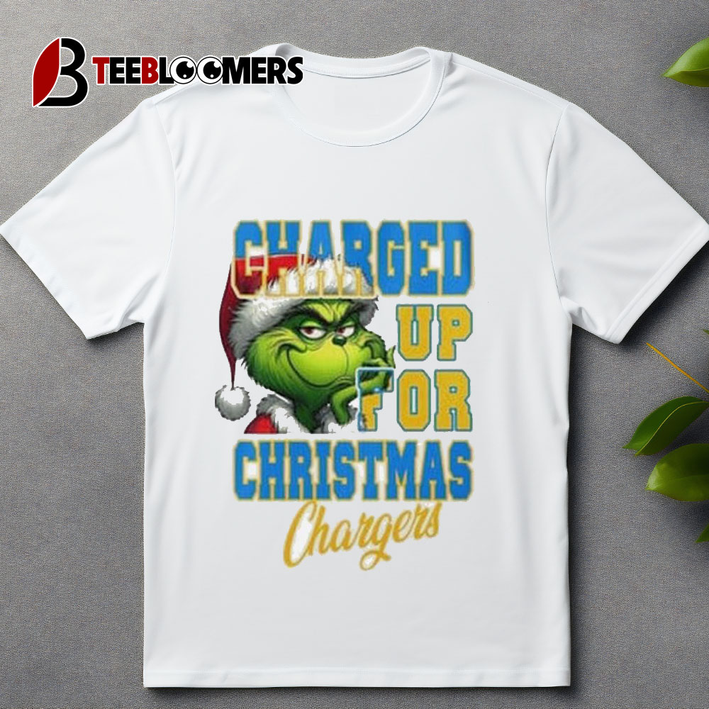 Los Angeles Chargers Charged Up For Christmas Chargers Grinch Christmas 2024 T Shirt