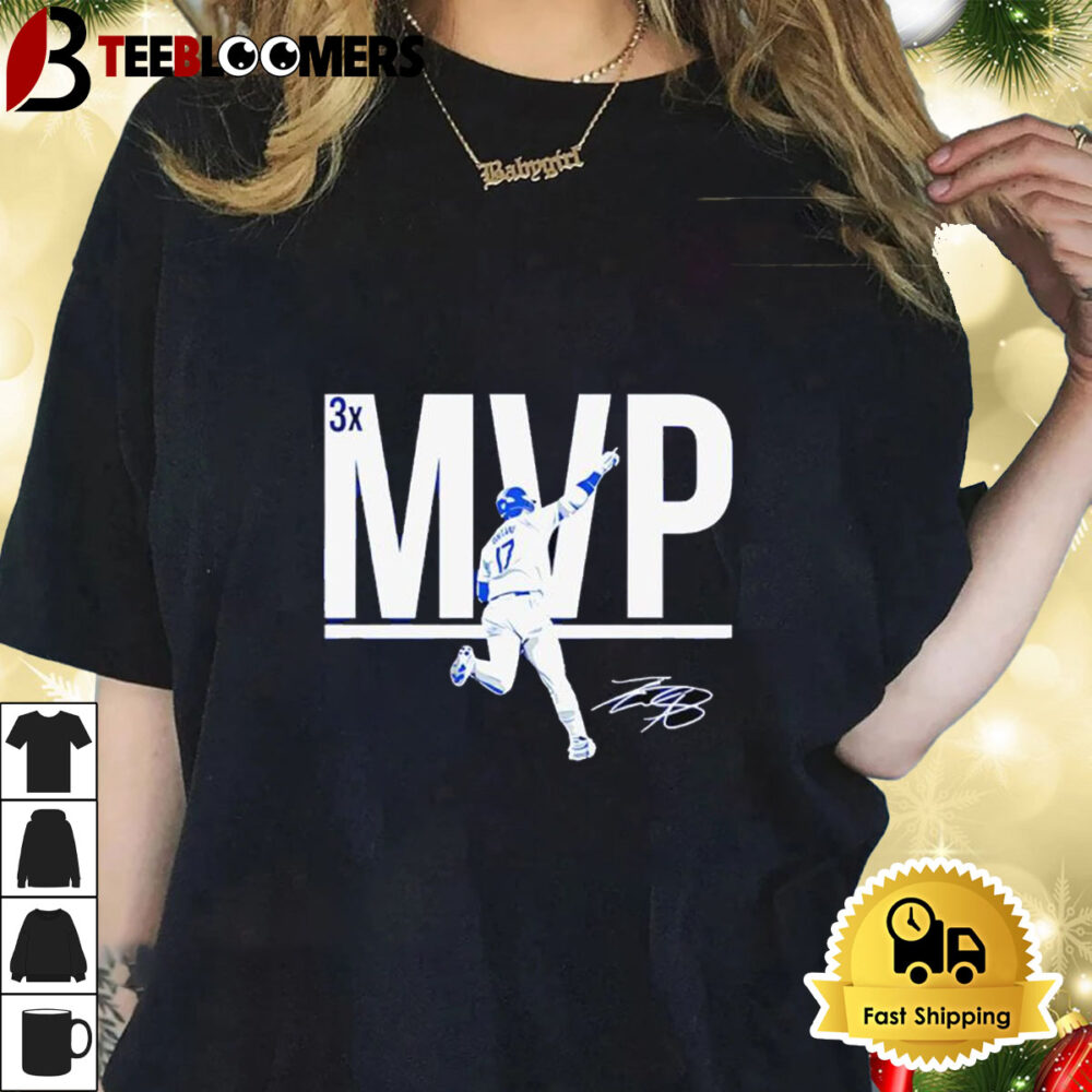 Los Angeles Dodgers Shohei Ohtani 3x Mvp Signature Shirt 1