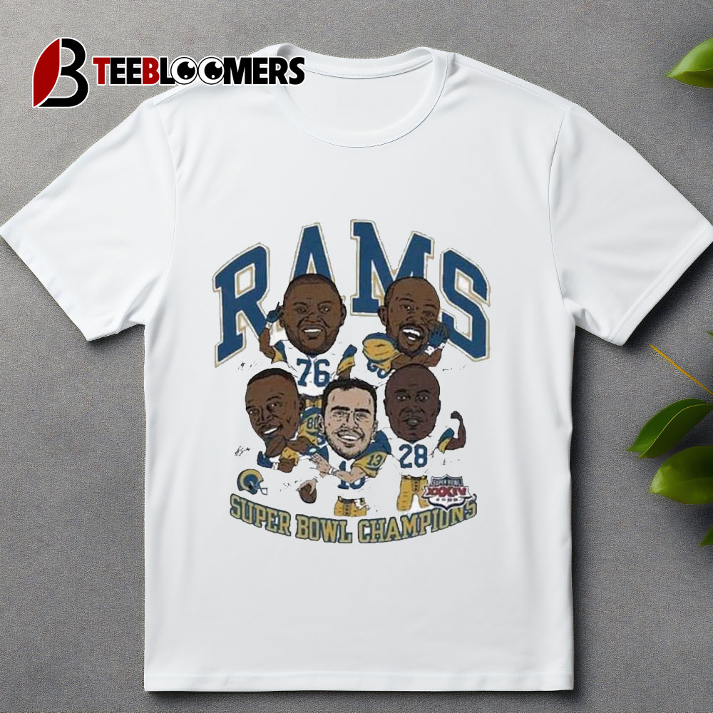 Los Angeles Rams Super Bowl Iv Champs Player Caricatures Signatures Graphic T Shirt